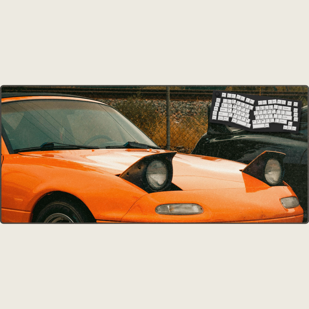 Orange Mazda MX-5 Miata - Vintage Car Mouse Pads