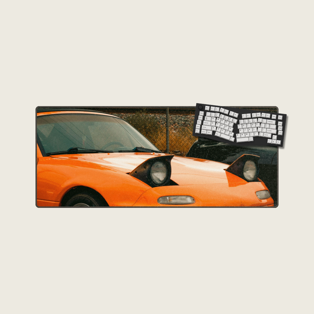 Orange Mazda MX-5 Miata - Vintage Car Mouse Pads