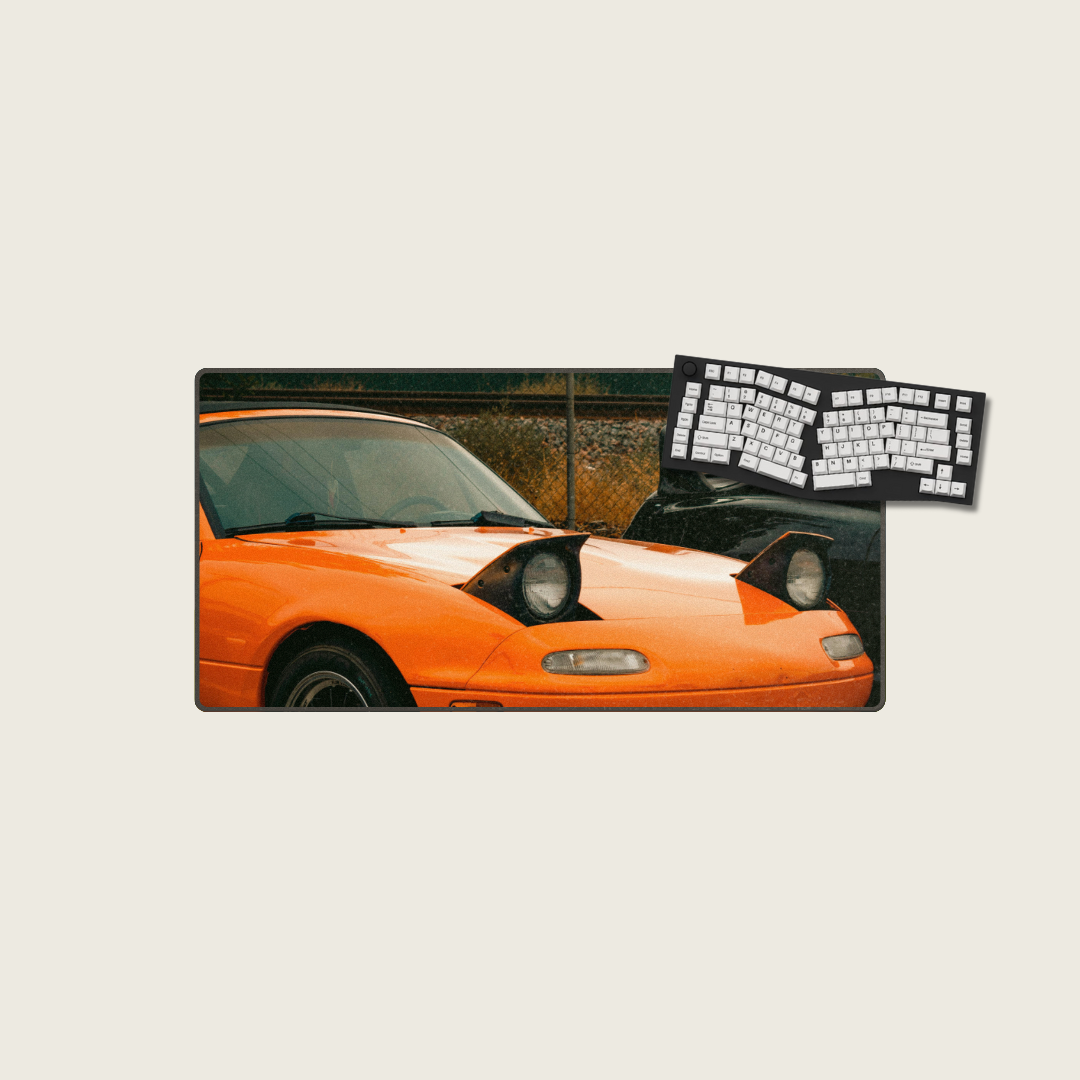 Orange Mazda MX-5 Miata - Vintage Car Mouse Pads