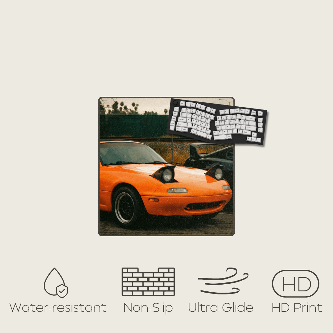 Orange Mazda MX-5 Miata - Vintage Car Mouse Pads