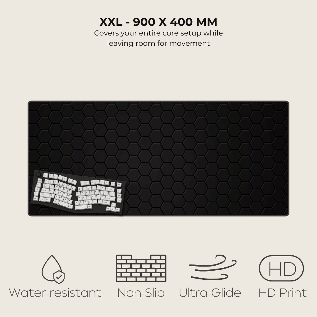 Black Hexagonal Mouse Pad