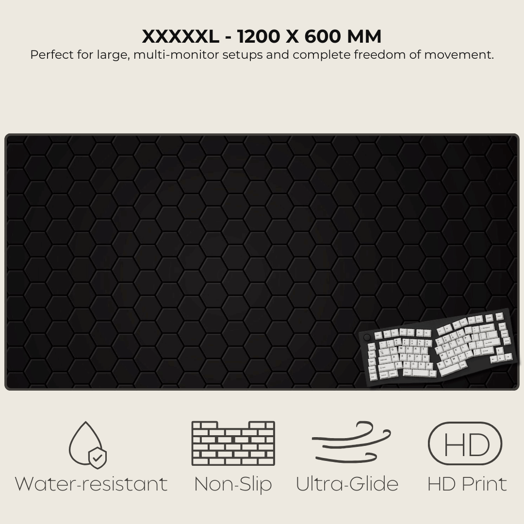 Black Hexagonal Mouse Pad