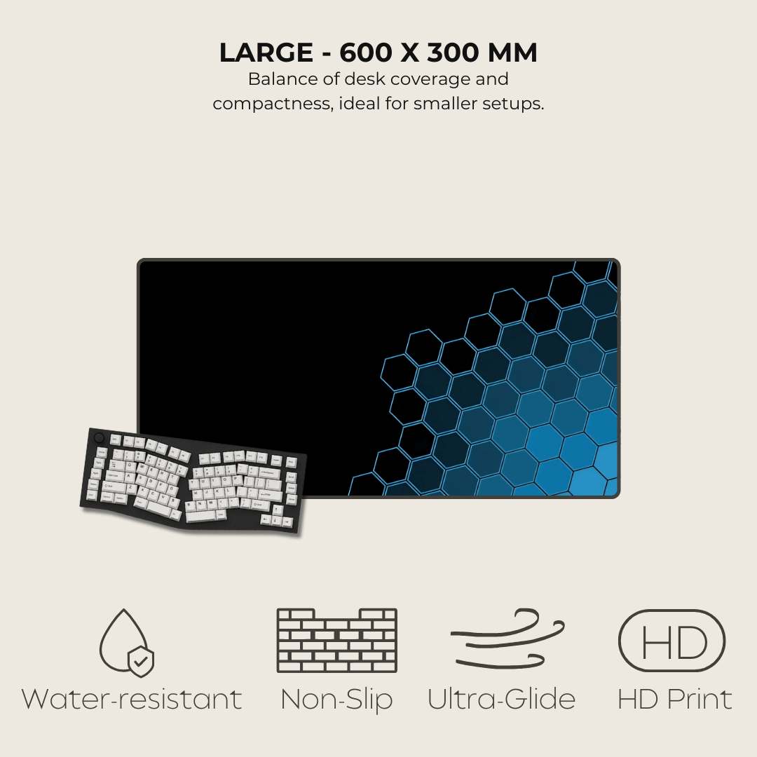 Blue Hexagonal Mouse Pad