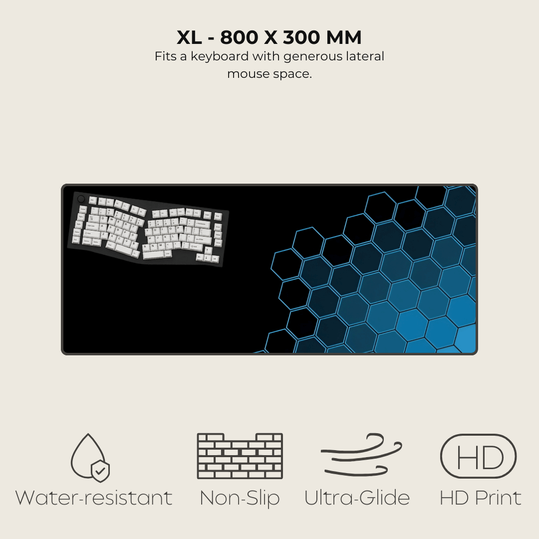 Blue Hexagonal Mouse Pad