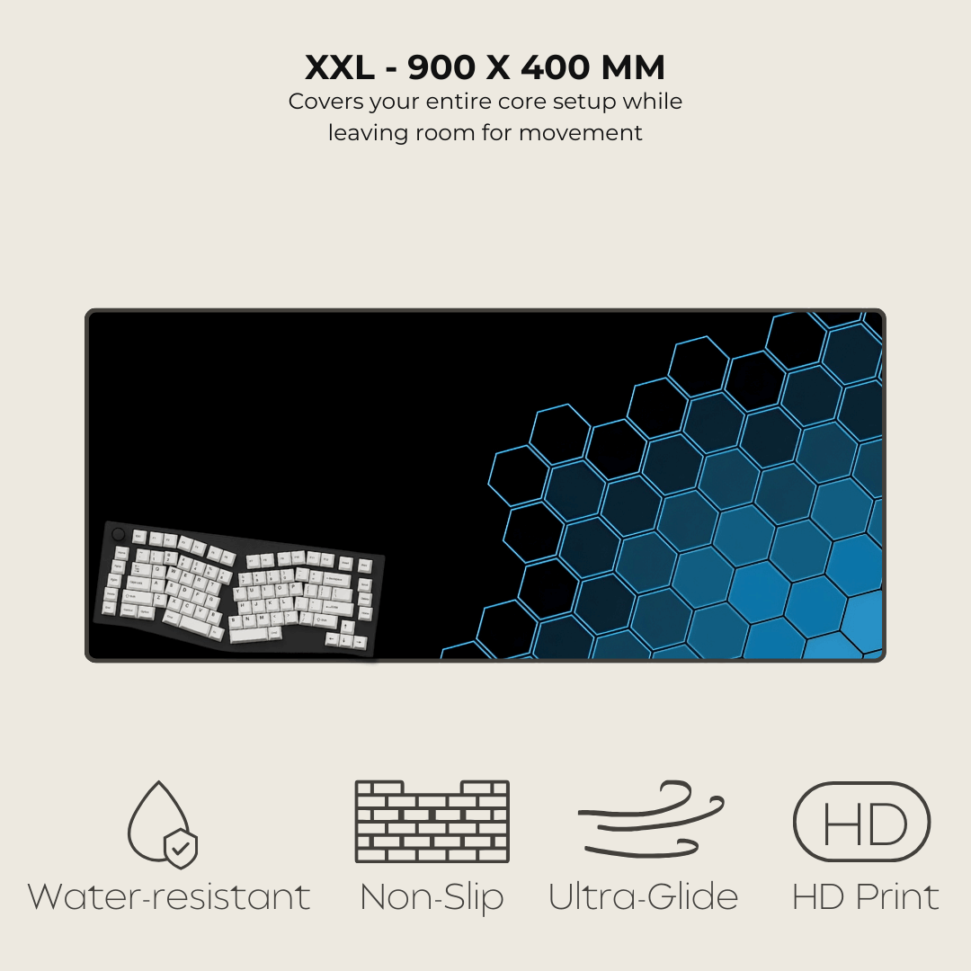 Blue Hexagonal Mouse Pad
