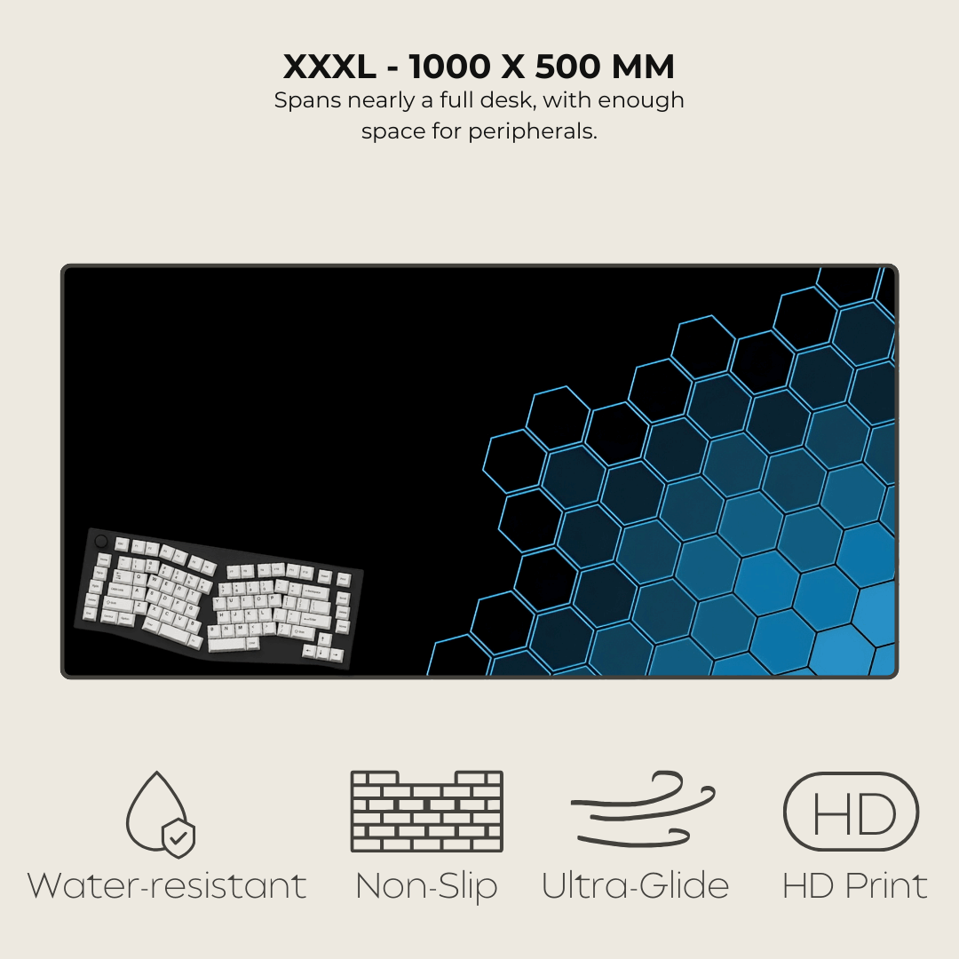 Blue Hexagonal Mouse Pad