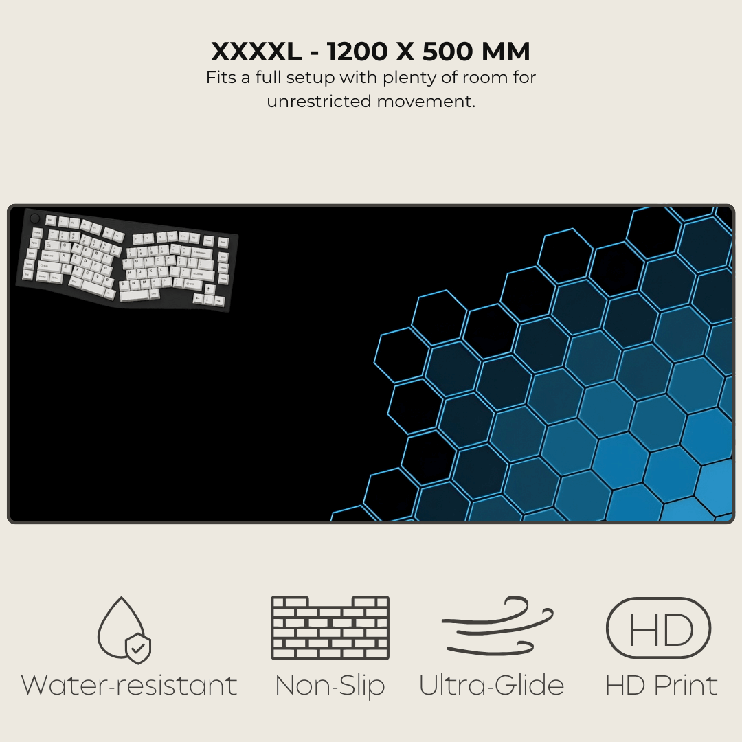 Blue Hexagonal Mouse Pad