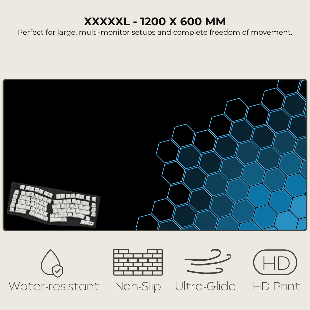 Blue Hexagonal Mouse Pad
