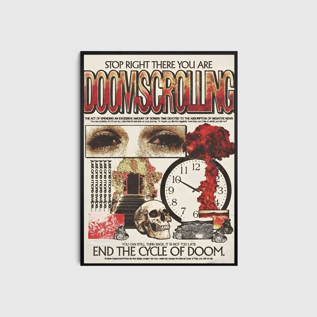 Poster with text and graphic elements on a light gray background