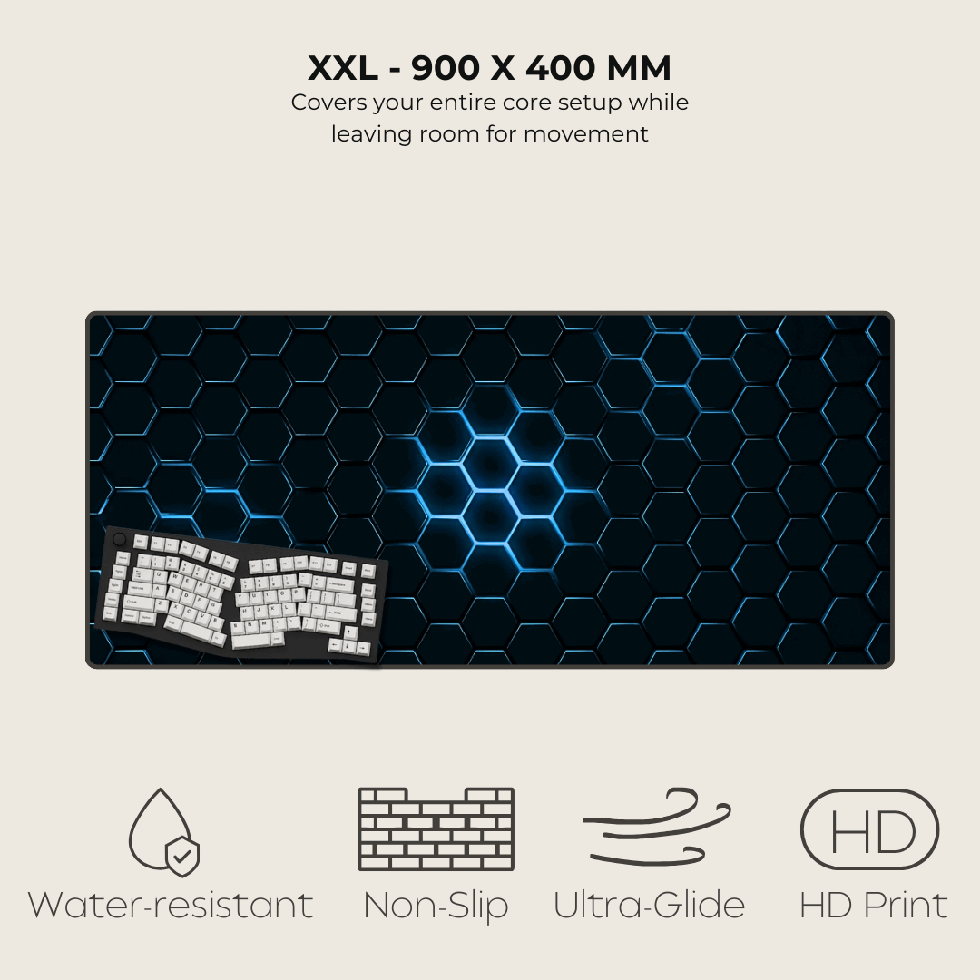 Flux Blue Hexagonal Mouse Pad