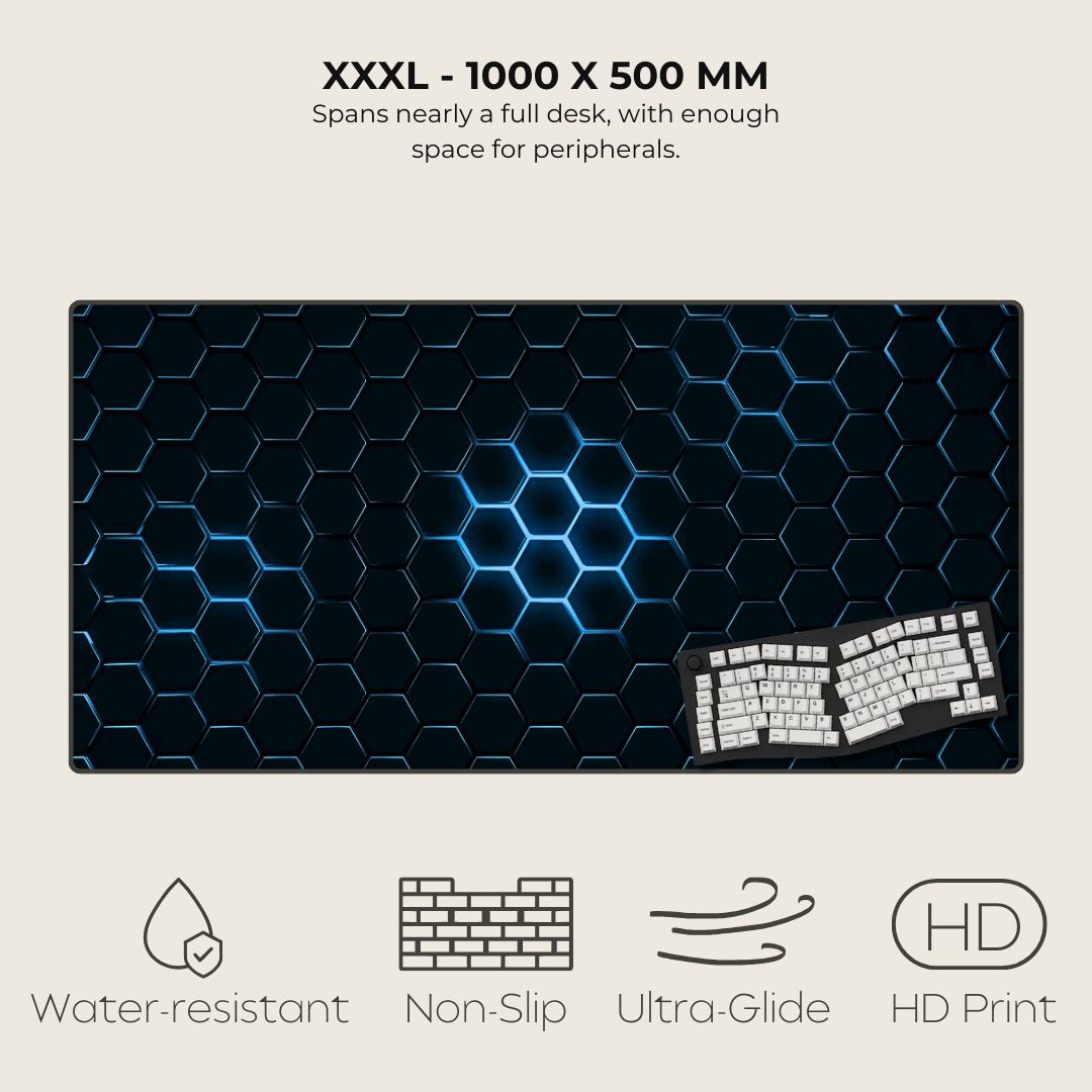 Flux Blue Hexagonal Mouse Pad