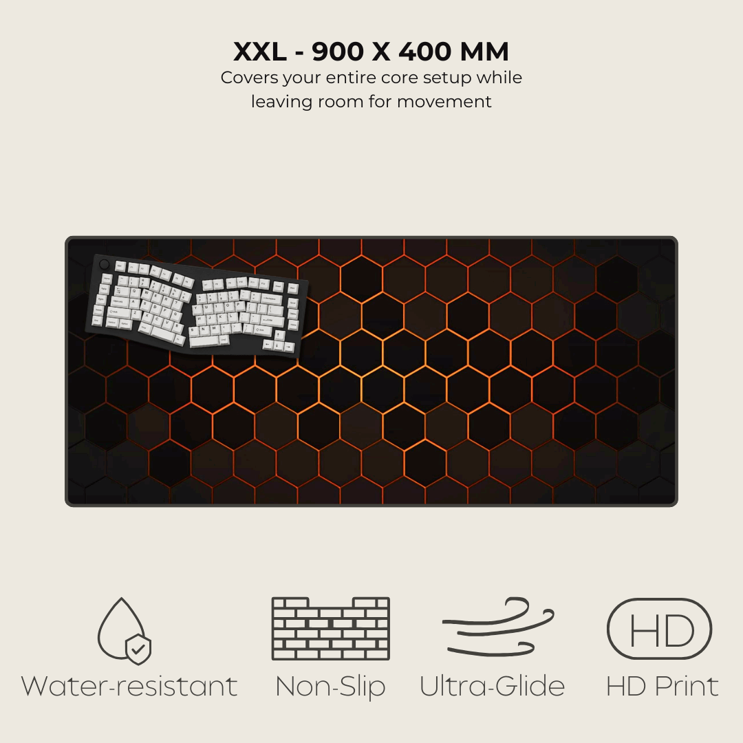 Orange Hexagonal Mouse Pad