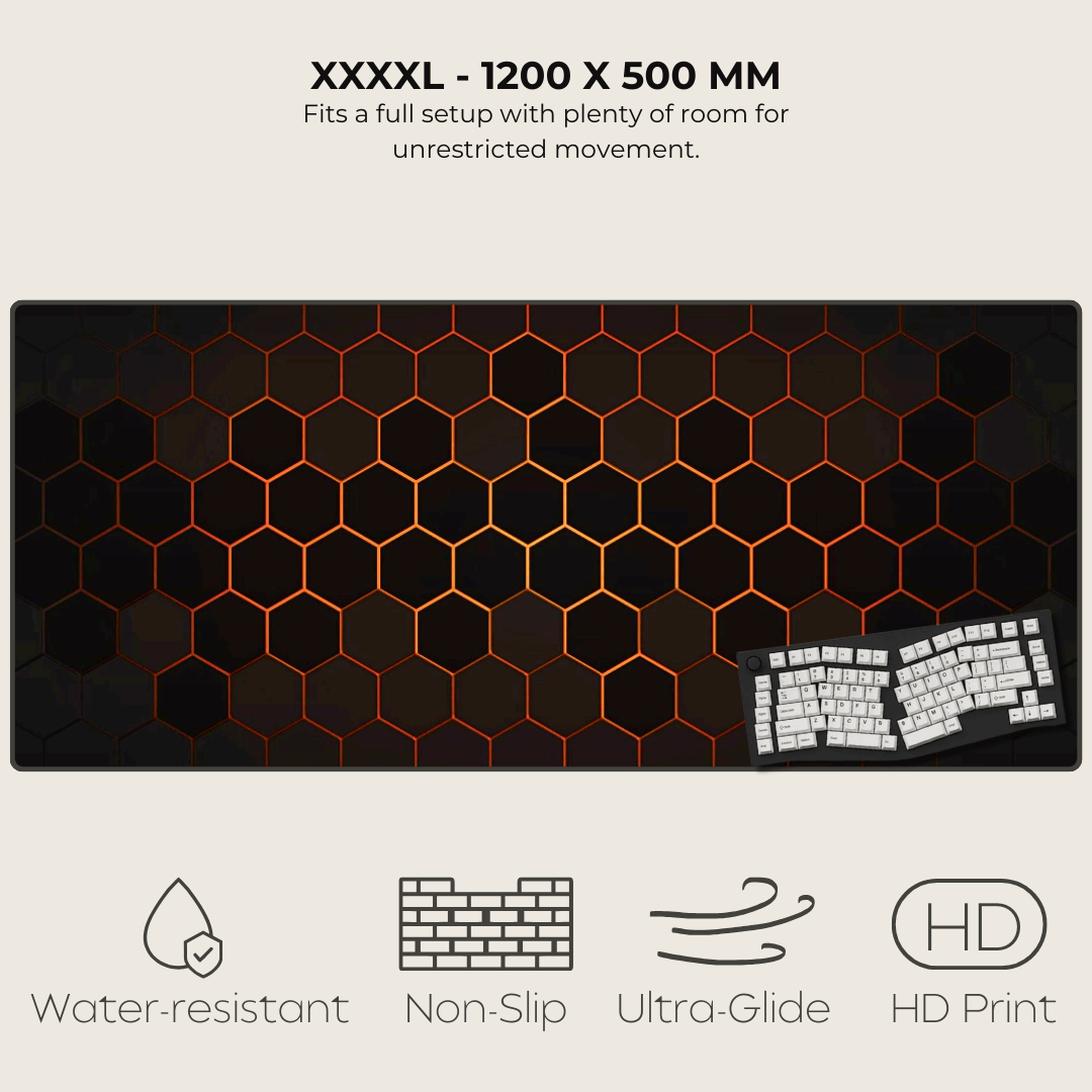 Orange Hexagonal Mouse Pad