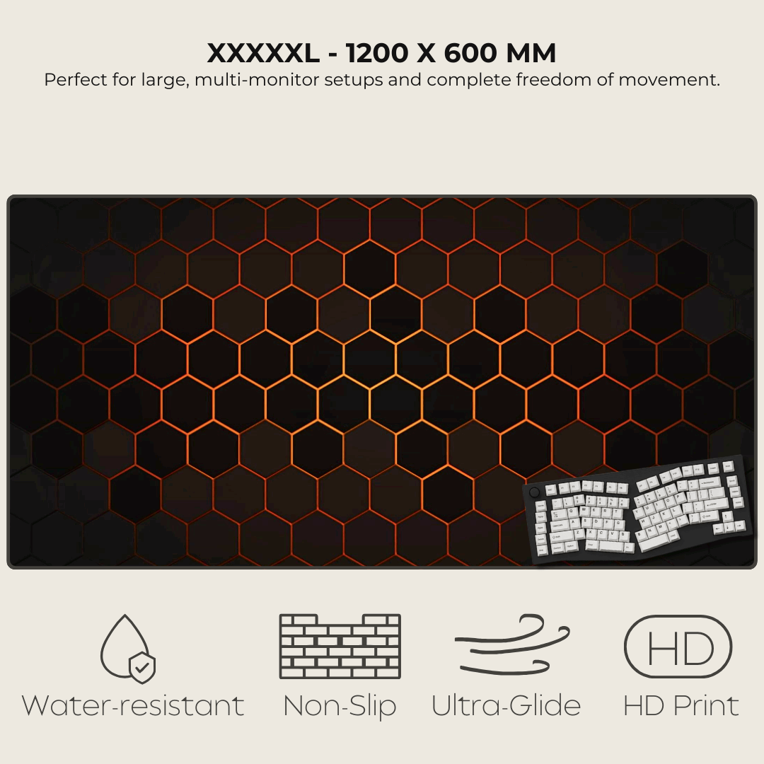 Orange Hexagonal Mouse Pad