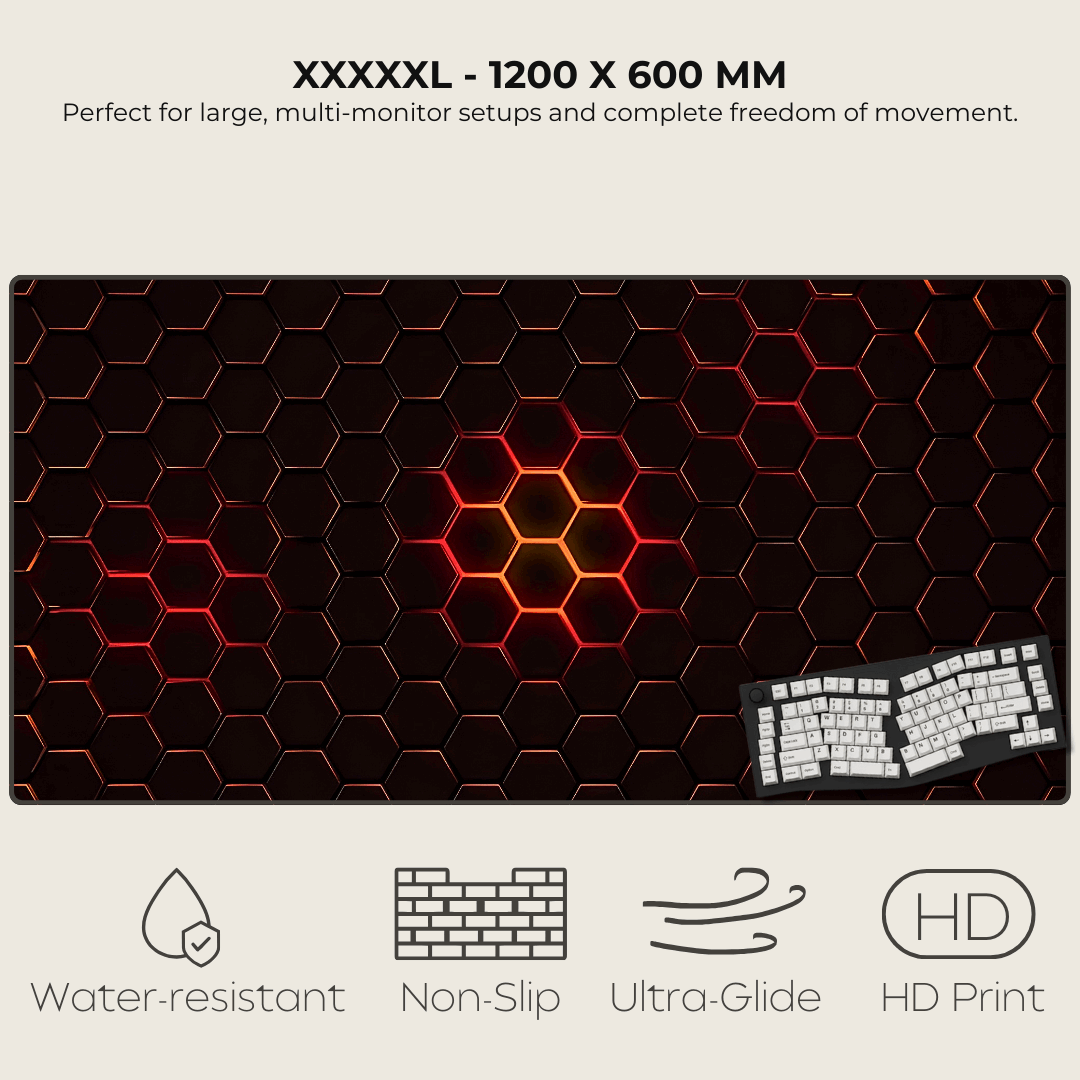 Red Hexagonal Mouse Pad
