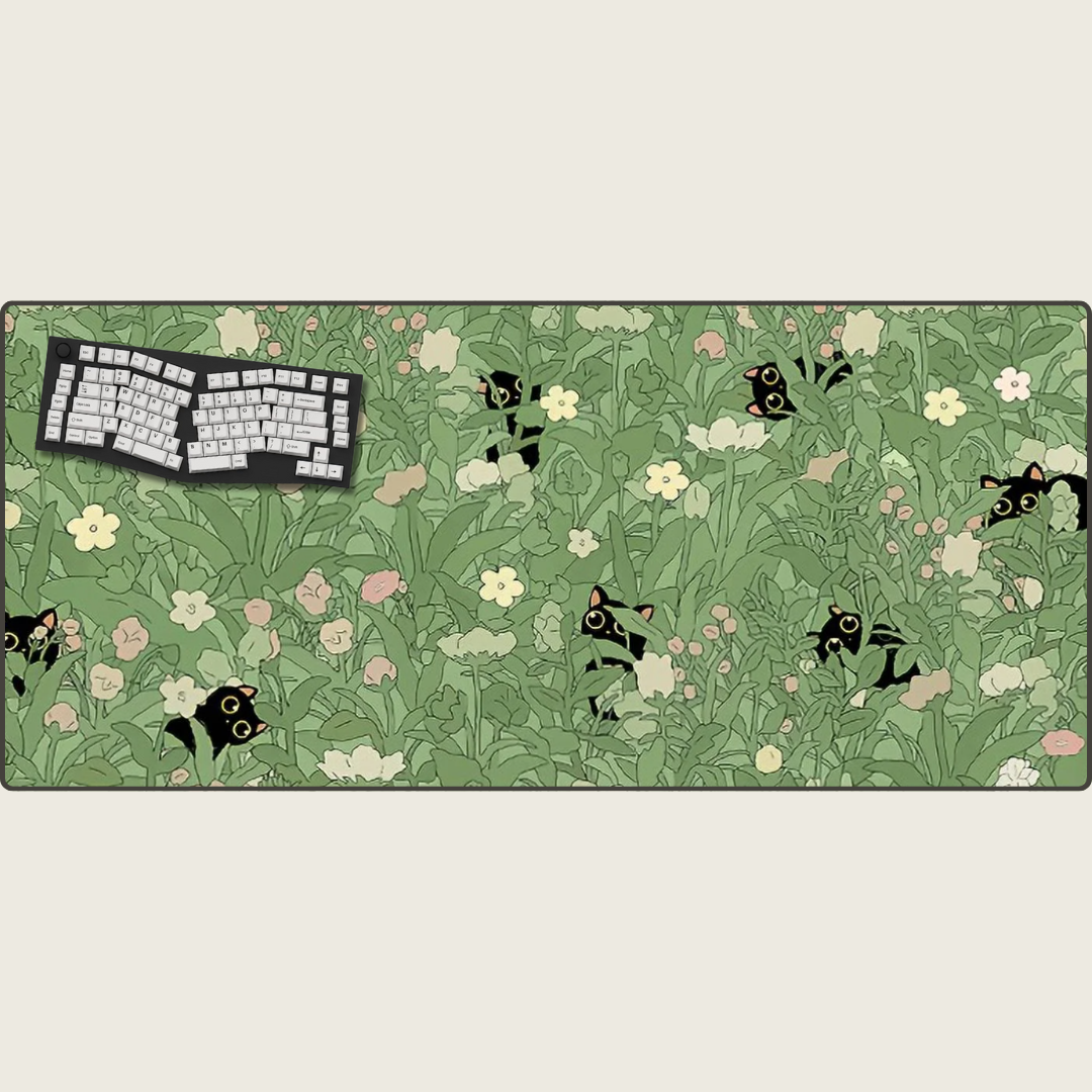 Whiskers and Wildflowers - Dream Landscape Mouse Pads