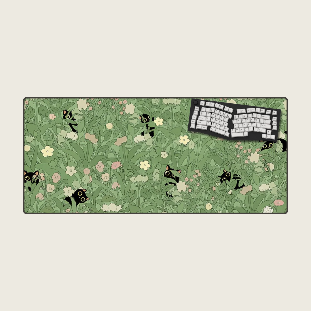 Whiskers and Wildflowers - Dream Landscape Mouse Pads