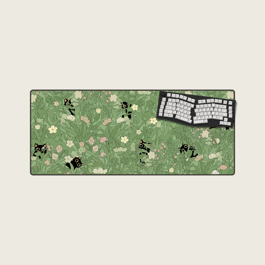 Whiskers and Wildflowers - Dream Landscape Mouse Pads