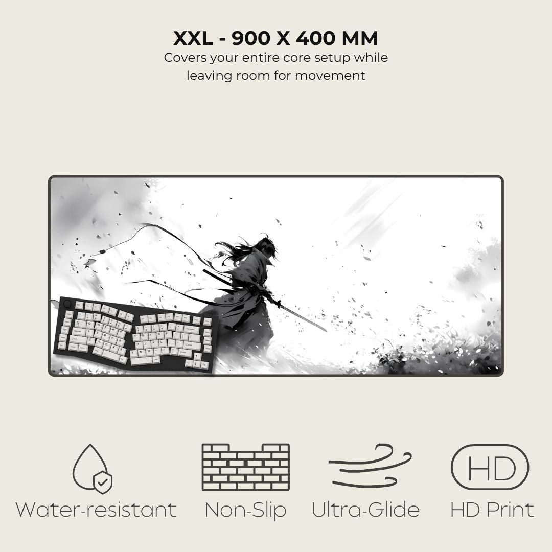 XXL mouse pad with a samurai design on a white background.