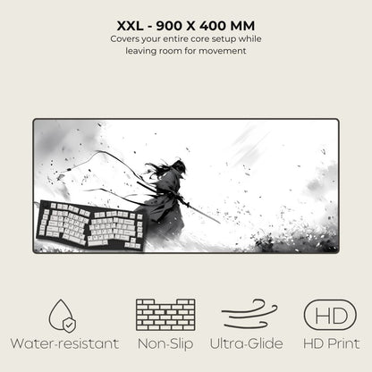 XXL mouse pad with a samurai design on a white background.