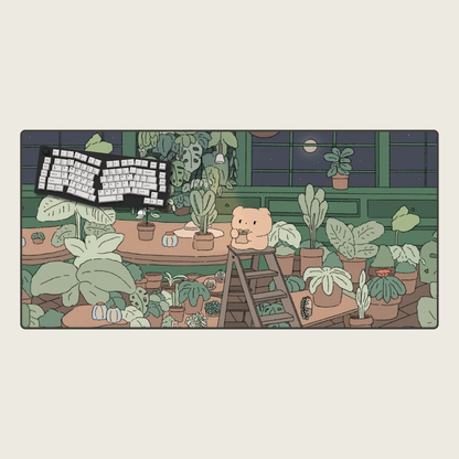 Greenhouse Grizzly Night - Dream Landscape Mouse Pads