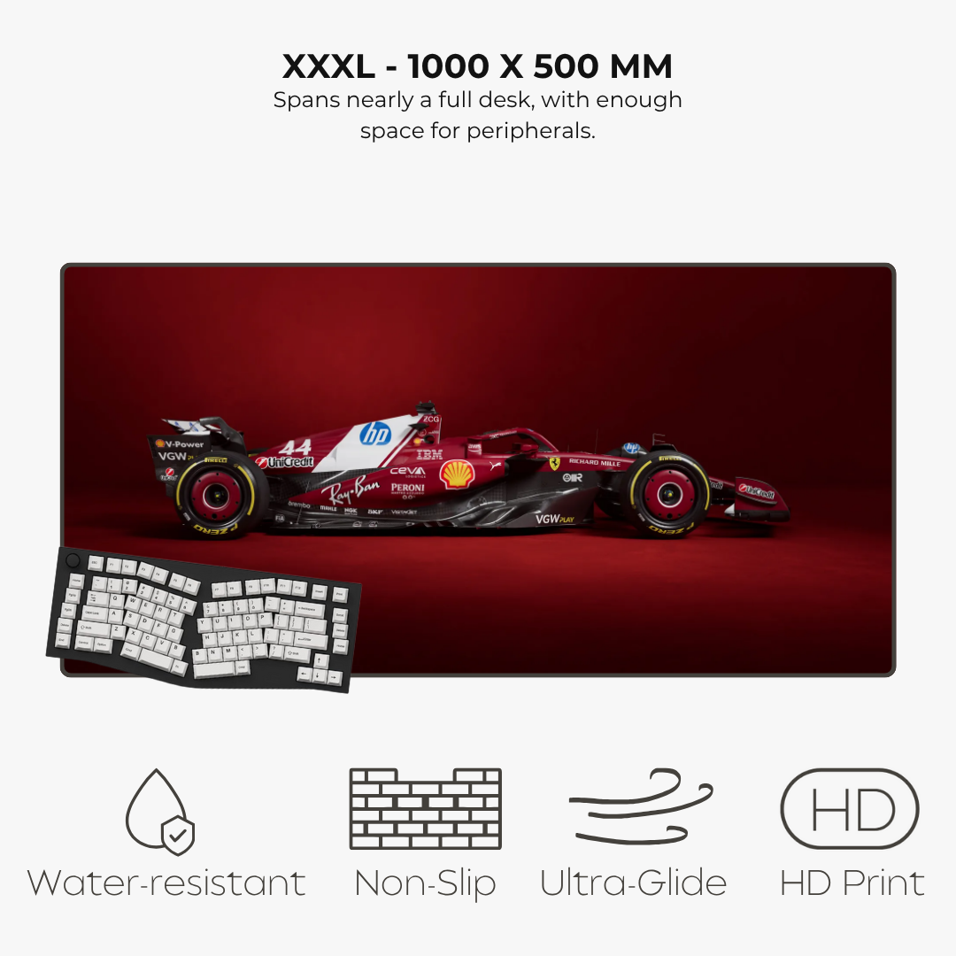 Ferrari XXXL mousepad against a red background