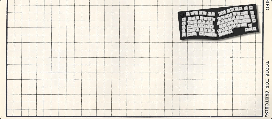 Keyboard layout diagram on a grid background