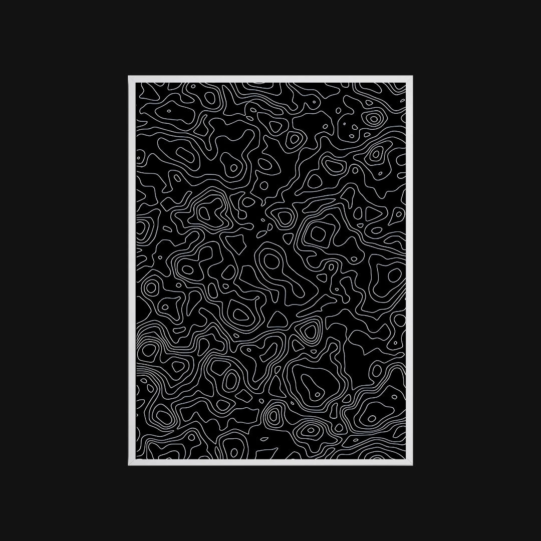 Black and white abstract pattern on a black background