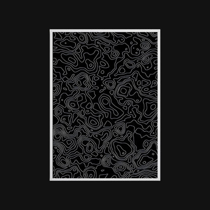 Black and white abstract pattern on a black background