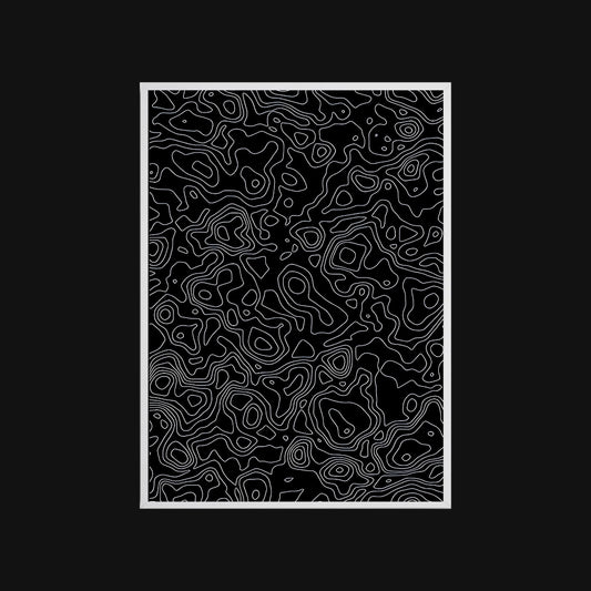 Black and white abstract pattern on a black background