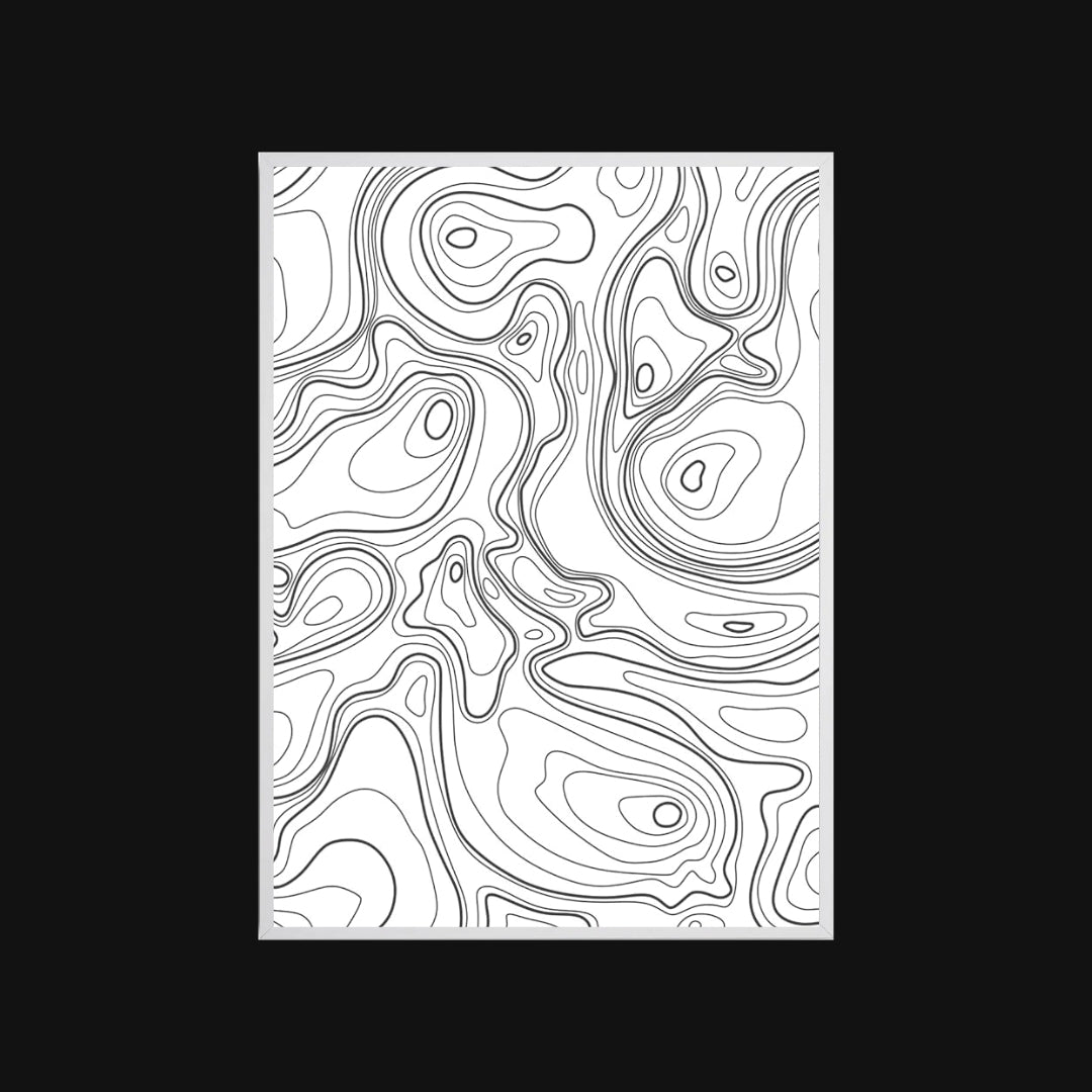 Topographic map-style pattern on a white background
