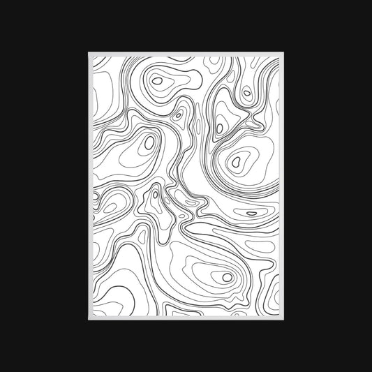 Topographic map-style pattern on a white background