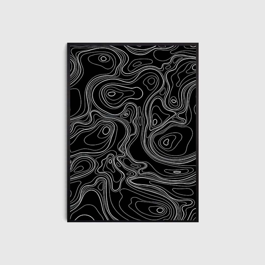 Abstract black and white pattern on a gray background