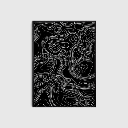 Abstract black and white pattern on a gray background