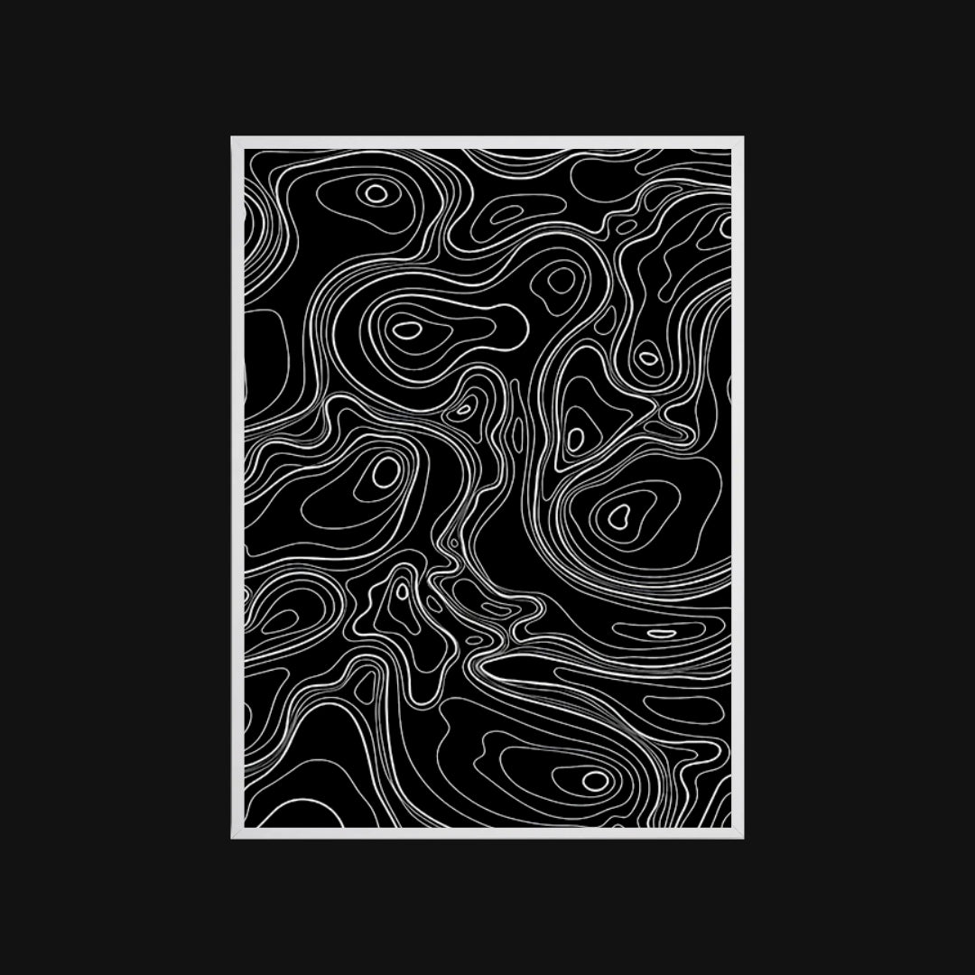 Abstract black and white pattern on a black background