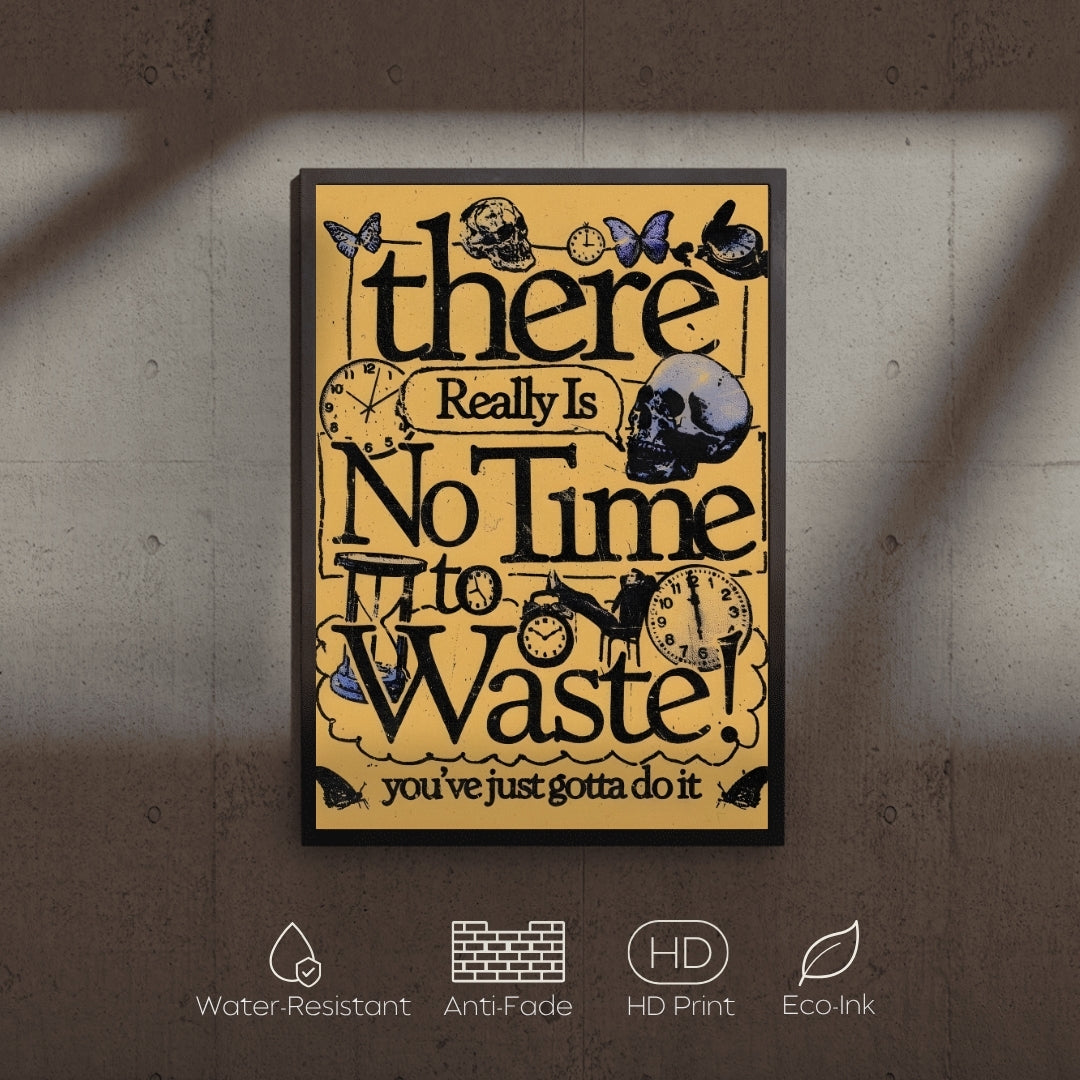 Decorative wall art with motivational quote on a textured wall.