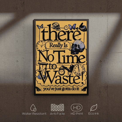 Decorative wall art with motivational quote on a textured wall.