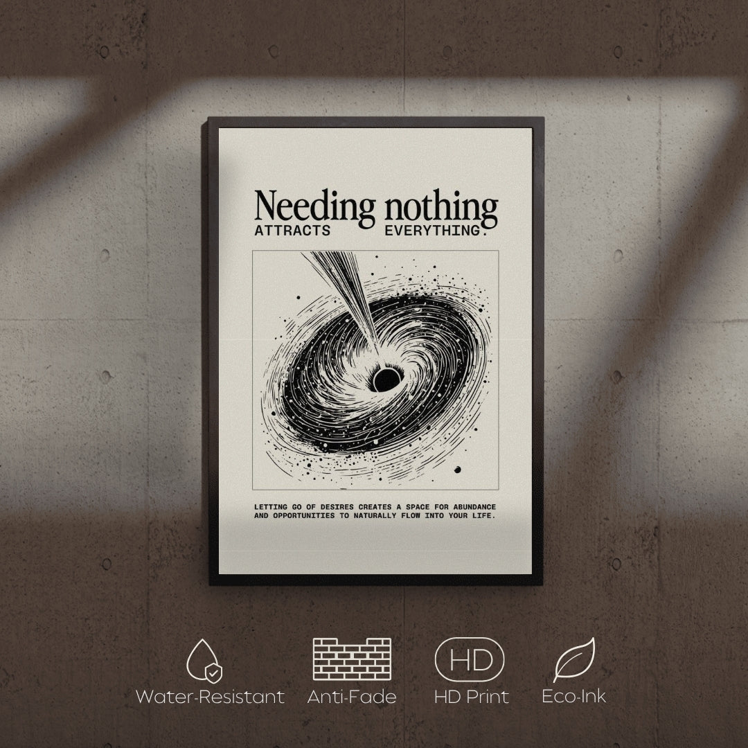 Framed poster with motivational quote on a textured wall