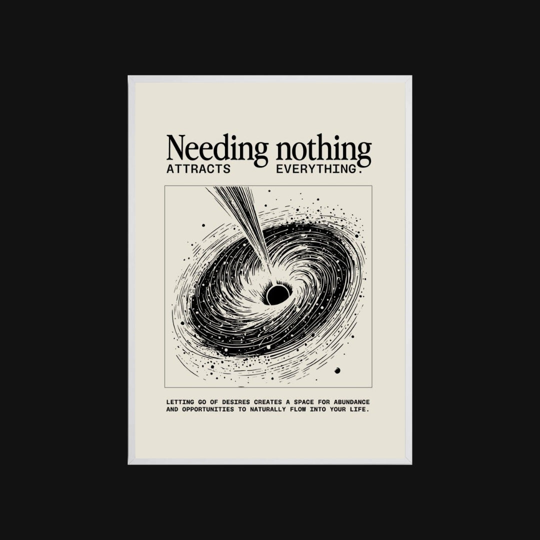 Motivational poster with black and white design and text on a beige background