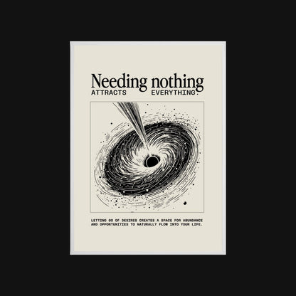 Motivational poster with black and white design and text on a beige background