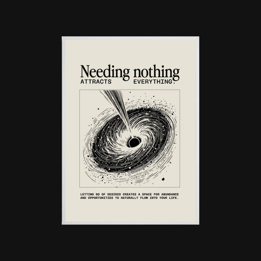 Motivational poster with black and white design and text on a beige background