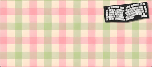 Checkered mouse pad with a keyboard design on a black background