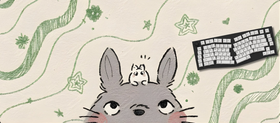 Anime character with a keyboard on a decorative background