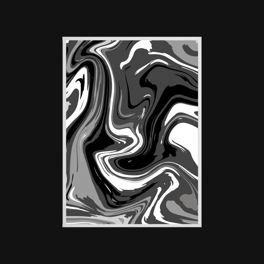 Abstract black and white pattern on a black background