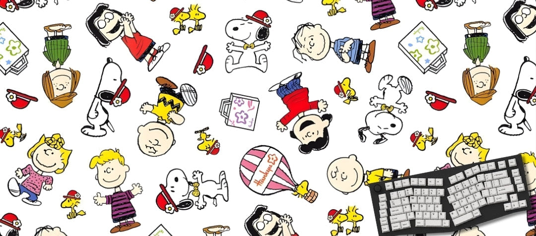 Keyboard with cartoon character design on a white background