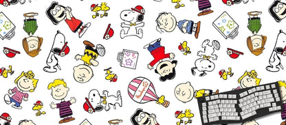 Keyboard with cartoon character design on a white background