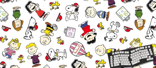 Keyboard with cartoon character design on a white background