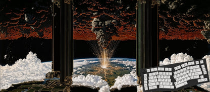 Futuristic landscape mousepad with advanced technology and a planet in the background